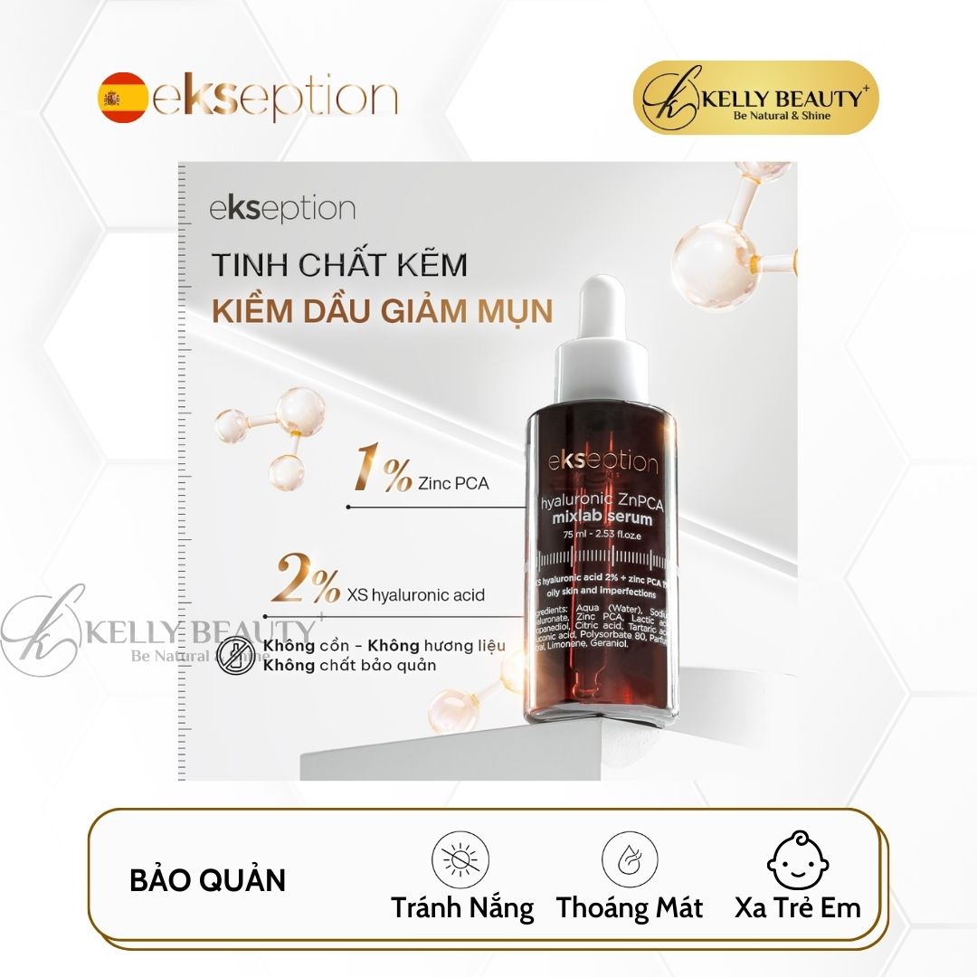 ekseption Hyaluronic ZnPCA mixlab serum - Tinh Chất Kiềm Dầu, Chống Viêm; Giảm Mụn Trứng Cá - Kelly Beauty