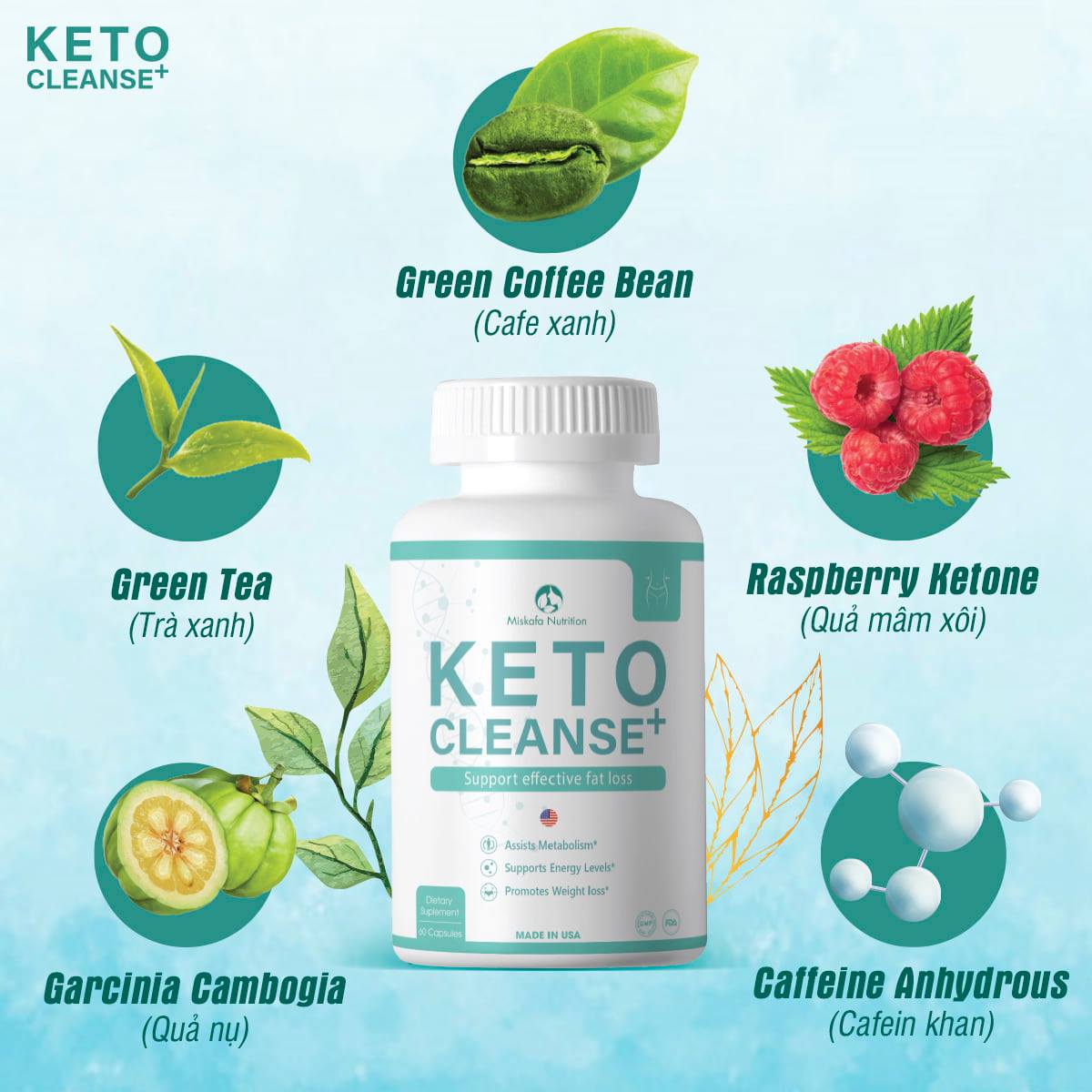 Viên uống hỗ trợ điều chỉnh cơ thể Keto Cleanse+