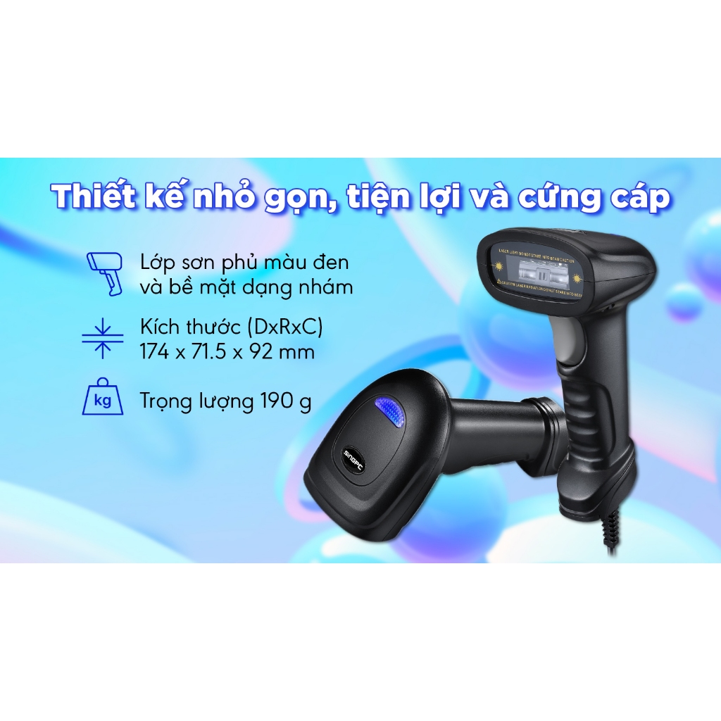 Máy quét mã vạch 1D SingPC Scan - 1600U có dây - Hàng chính hãng