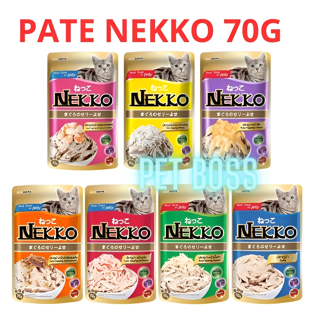 PATE NEKKO CHO MÈO MỌI LỨA TUỔI ,GIÀU DINH DƯỠNG, PATE GÓI NỘI ĐỊA THÁI LAN 70GRAM/GÓI