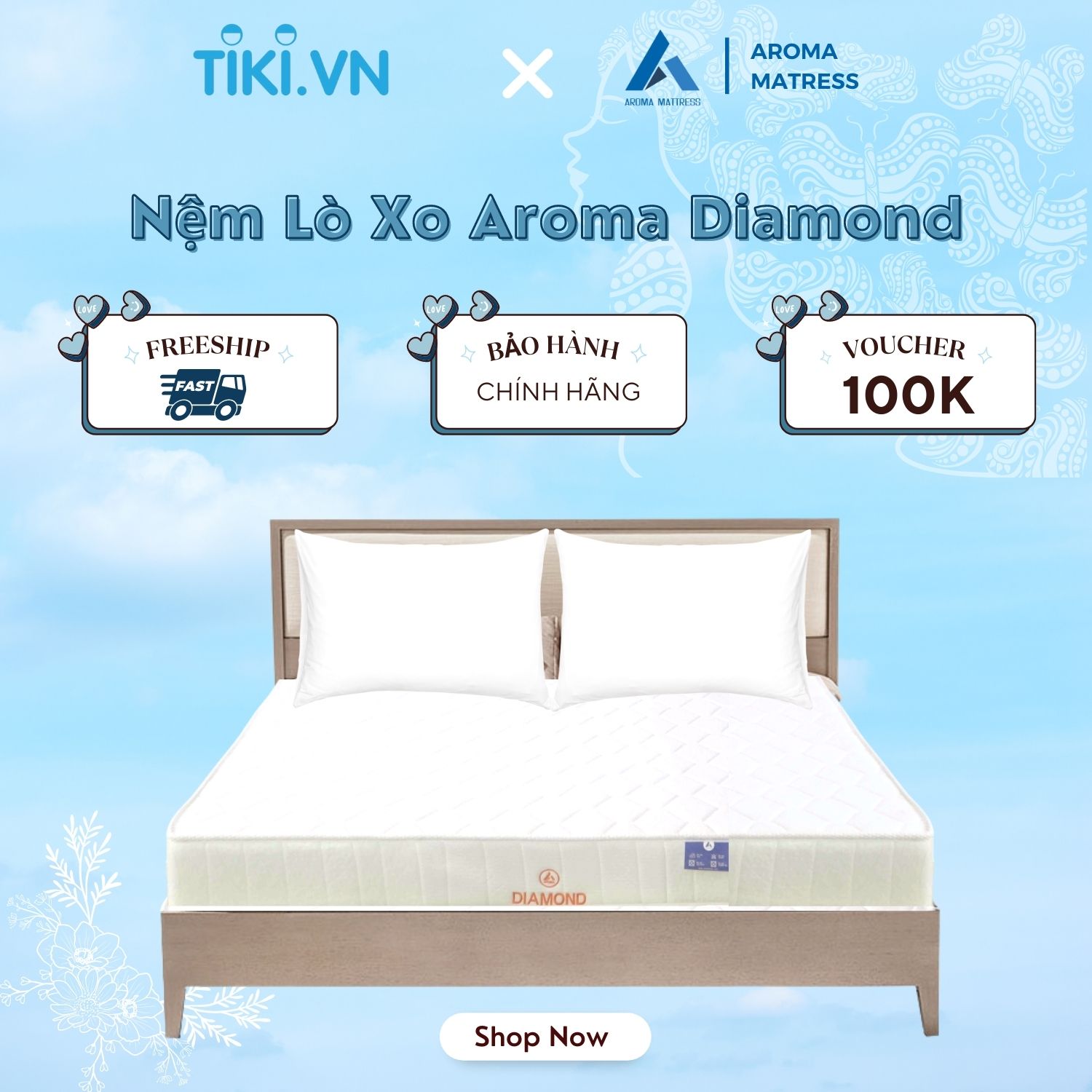 Nệm Lò Xo Aroma Diamond - 180X200X23Cm