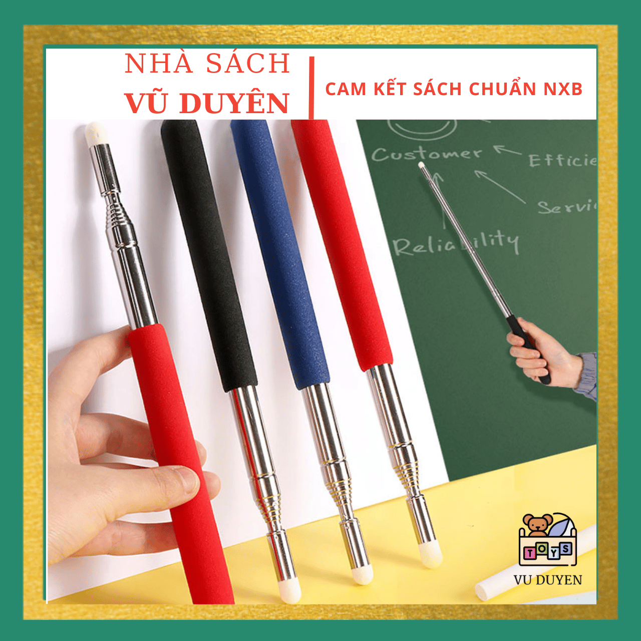 Que chỉ bảng inox đầu bọc nỉ có thể thu gọn dài 1m cao cấp, dụng cụ dạy học dành cho giáo viên không làm xước bảng