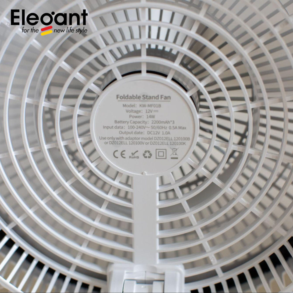 Quạt Tích Điện Gấp Gọn Thông Minh Elê Gan T hàng Đức KW-MF01B Kèm Khiển Từ Xa và 3 pin lithium x 2200mAh