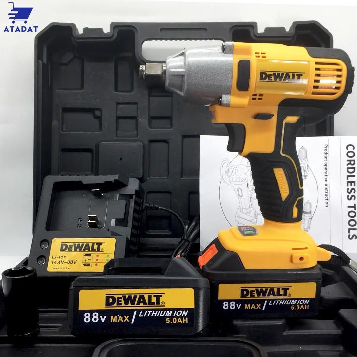 TẶNG 5 ĐẦU KHẨU + 1 ĐẦU CHUYỂN VÍT - SIẾT BULONG DEWALT 88V - MÁY BẮN ỐC, VẶN ỐC DÙNG PIN 10 CELL - LỰC SIẾT 320 N.M