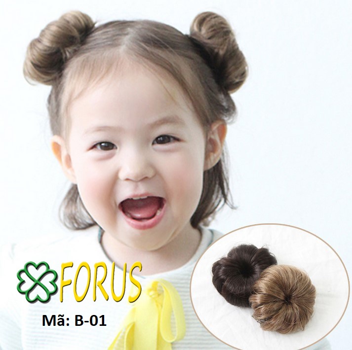 Tóc búi giả trẻ em, búi tóc natra, búi trẻ em