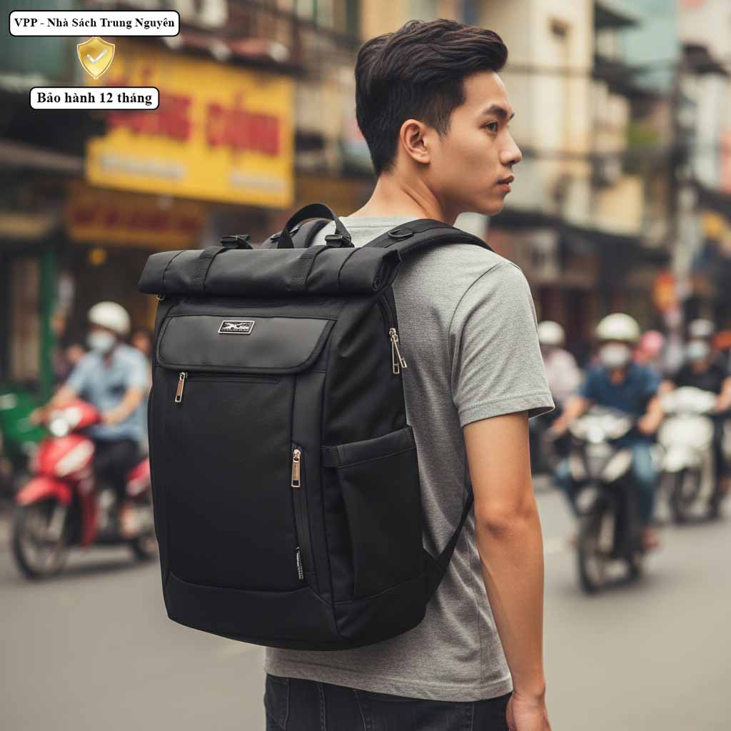 Balo du lịch cao cấp Xbags DarkBear chống nước chống sốc laptop nắp gập đa năng XB1202