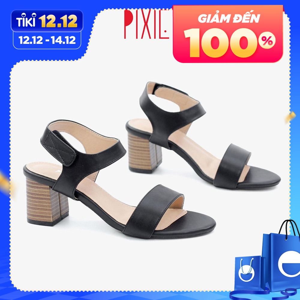 Giày Sandal Cao Gót 5cm Quai Dán Đế Gỗ Pixie 5245