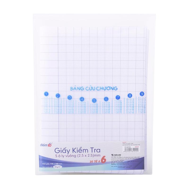 Giấy Kiểm Tra Điểm 10 5 Ôly Vuông - Thiên Long TP-GKT03