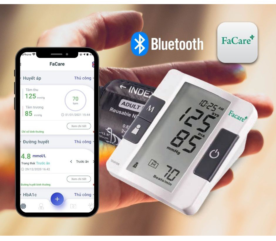 Máy đo huyết áp bắp tay điển tử FaCare - P168 - Kết nối Bluetooth (TD-3128)
