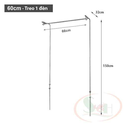 Giá Treo Đèn Đôi Inox MAD 60cm, 90cm, 120cm Bộ Chân Treo Bắt Sau Tủ Hồ