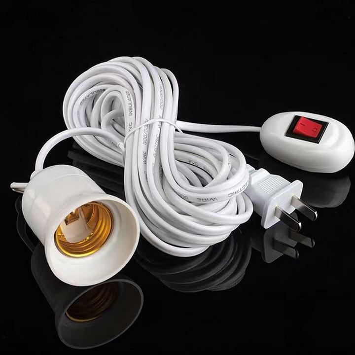 Đuôi Đèn LED Dây Nối Dài 3-4M Có Công Tắc Tiện Dụng, Đui xoáy E27 liền dây có công tắc dài , chuôi đèn kèm dây ngoài trời , gia đình, nhà vườn