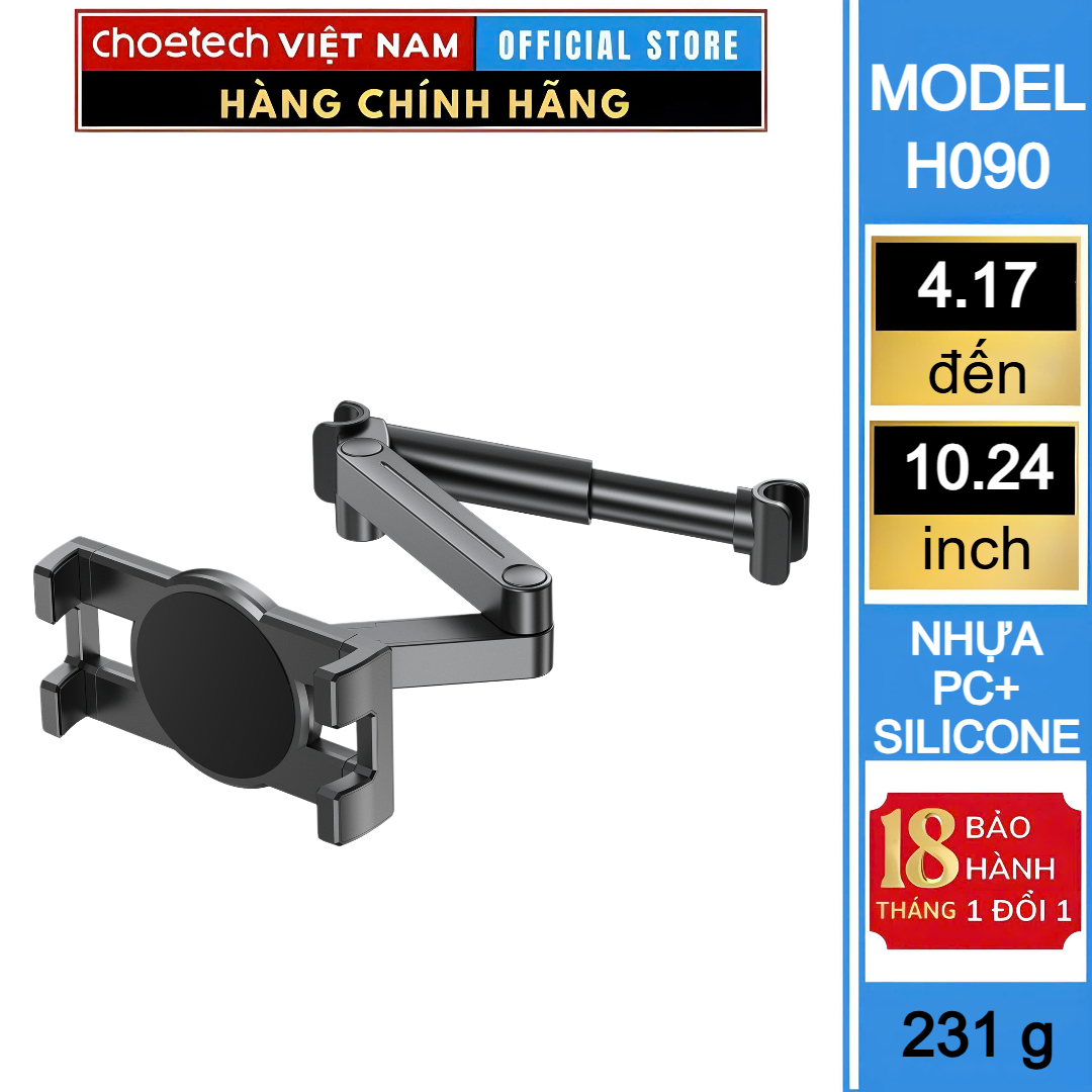 Giá đỡ điện thoại và máy tính bảng cho ghế sau ô tô Choetech H090 kéo giãn linh hoạt - Hàng chính hãng