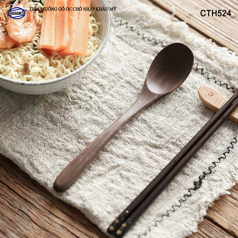 Thìa/Muỗng ăn súp gỗ Óc Chó CTH524 - Phụ kiện thìa gỗ vừa sử dụng chụp ảnh hoặc decor trang trí cho nhà hàng, món ăn
