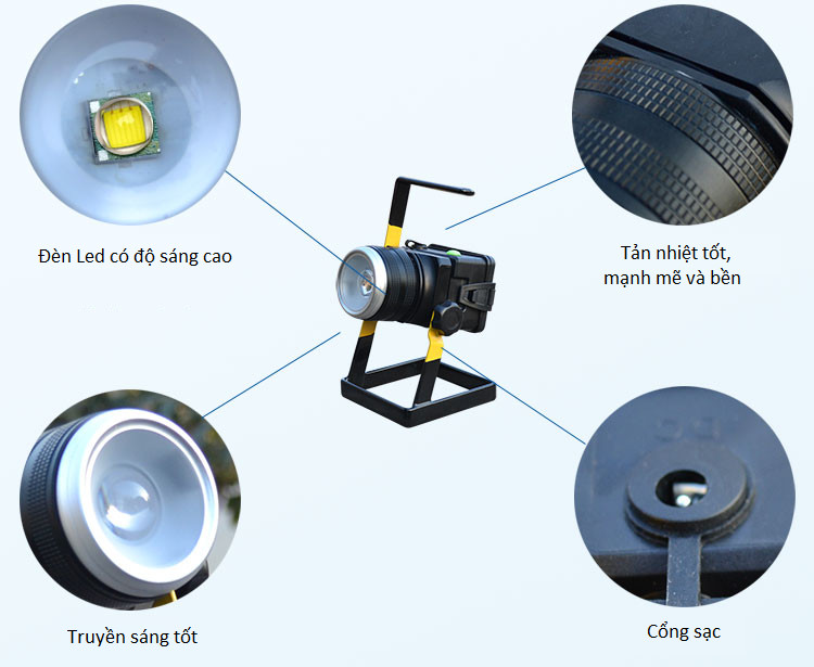 Đèn led siêu sáng sạc điện T6 (tặng kèm miếng thép đa năng 11in1)