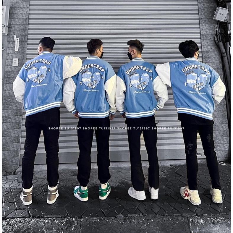 Áo khoác bomber Nỉ UNDERTRAP, Áo bomber Cardigan cài nút Cotton cao cấp form Unisex nam nữ 45-65kg