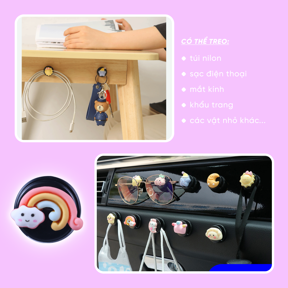 Móc Treo Đồ Mini Gắn Xe Ô Tô, Dễ Thương | Móc Treo Đồ Mini Có Hình Dễ Thương, Tiện Dụng Treo Các Vật Dụng Nhỏ Trên Xe, Trang Trí Cho Xe Ô Tô