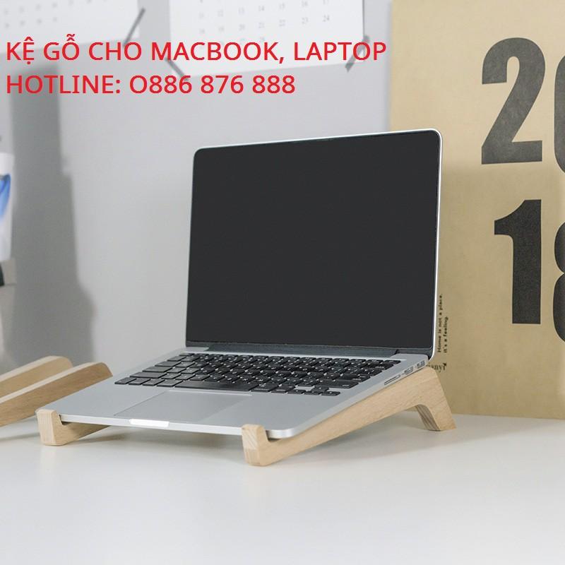 Giá đỡ laptop bằng gỗ thông kê tản nhiệt cho máy tính, macbook gọn nhẹ, thiết kế chắc chắn