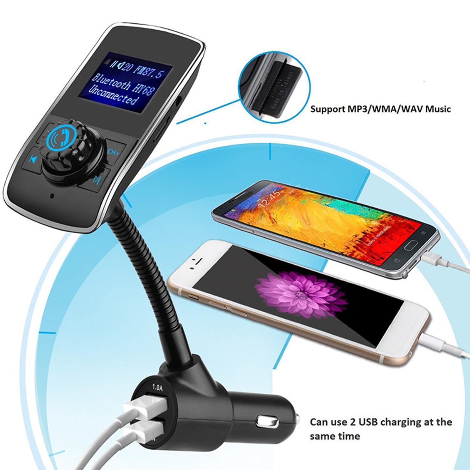 LCD FM Transmitter Car MP3 Player Support TF Card for Phone w/Mic AUX Port