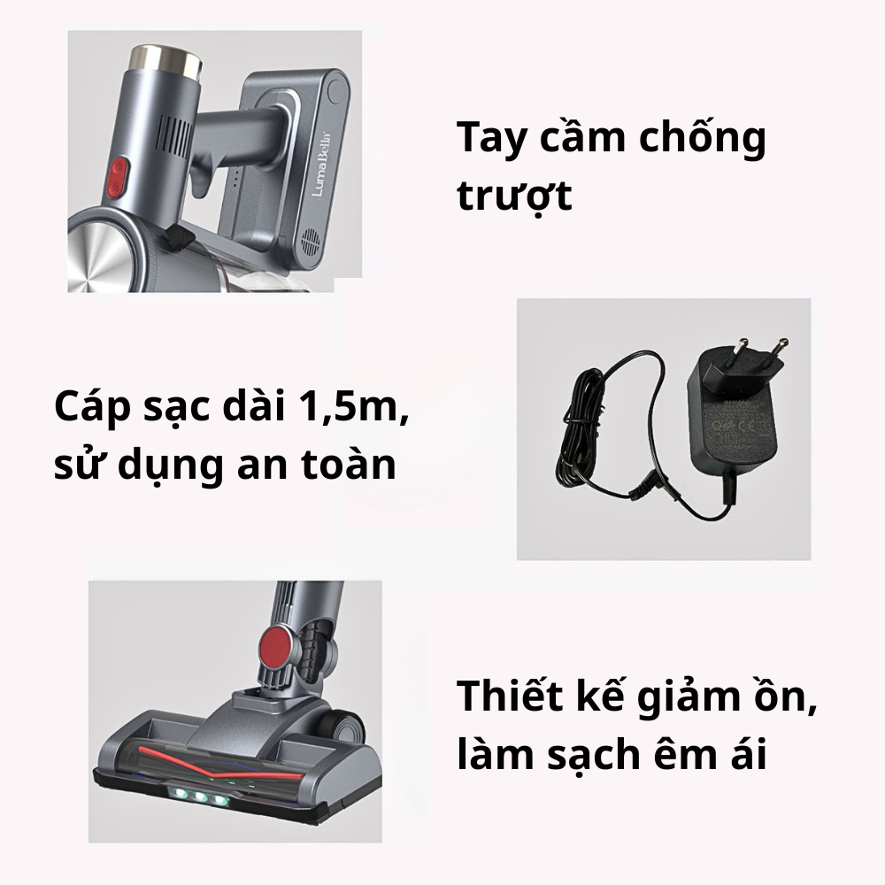 Máy hút bụi cầm tay Lumabella LB- 63021 SẠC PIN công suất cực lớn lên đến 2200W hút bụi mịn gia đình, ô tô - HÀNG CHÍNH HÃNG