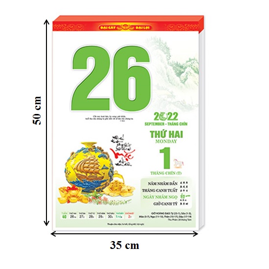 Lịch Bloc 2023 - Bloc lịch siêu cực đại 35 x 50 cm - NH01