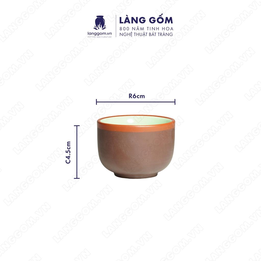 Bộ ấm chén đất nung tống + khắc sen - Men mộc - Gốm sứ Bát Tràng - langgom.vn