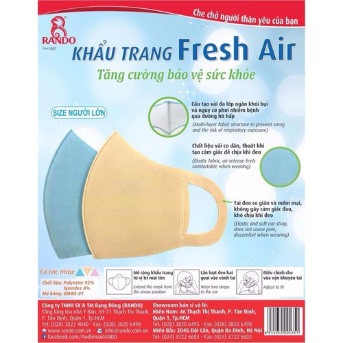 Khẩu Trang Fresh Air Kháng Khuẩn - Combo 10 cái Size người lớn