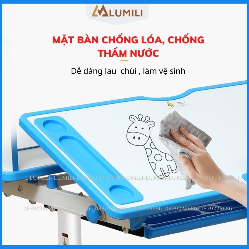Bộ bàn học chống gù chống cận bàn học thông minh lumili R12 có giá sách size 80cm