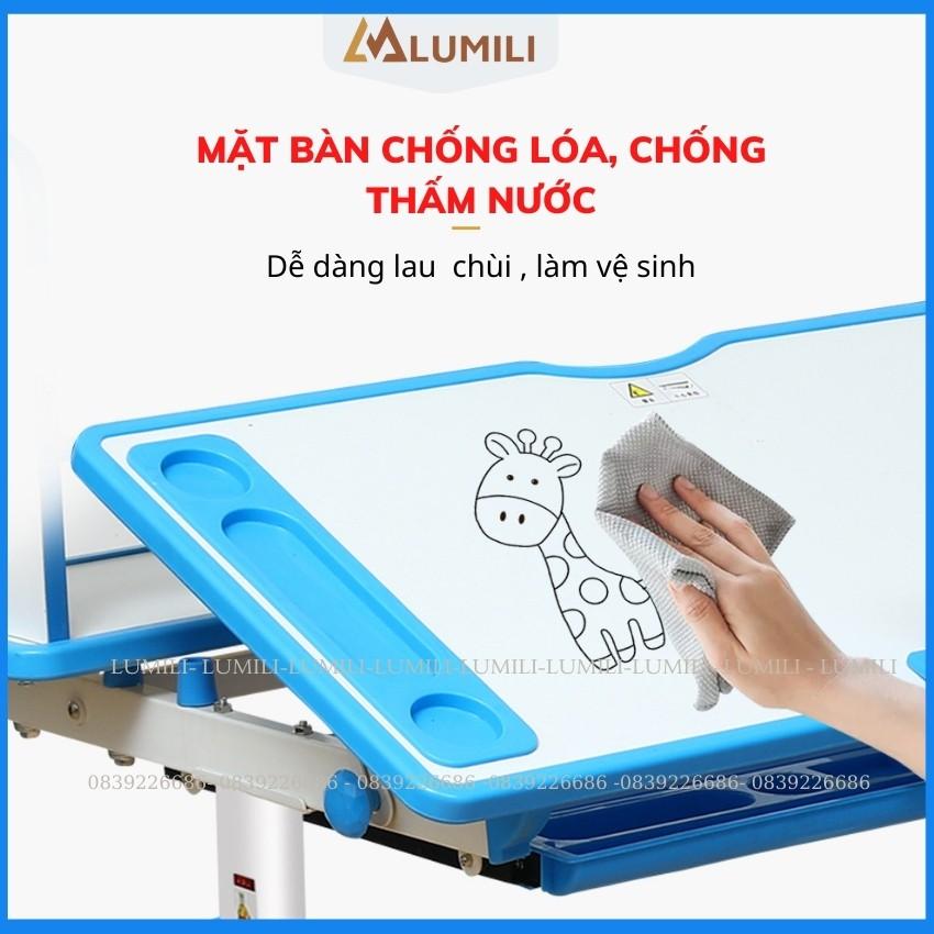 bộ bàn học chống gù chống cận bàn học thông minh lumili R12 có giá sách size 80cm