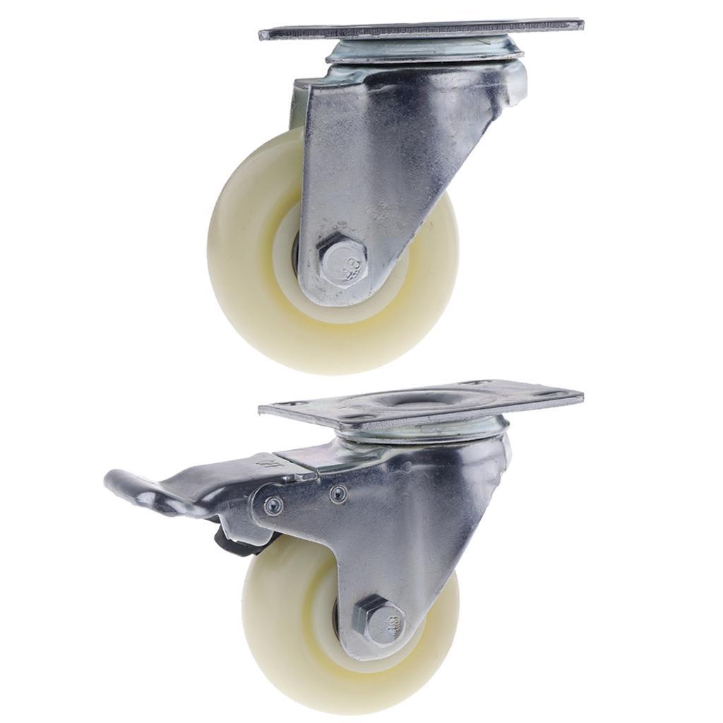 3Inch White PP Swivel Plate Caster Wheels 90kg 200lbs Trolley Cart