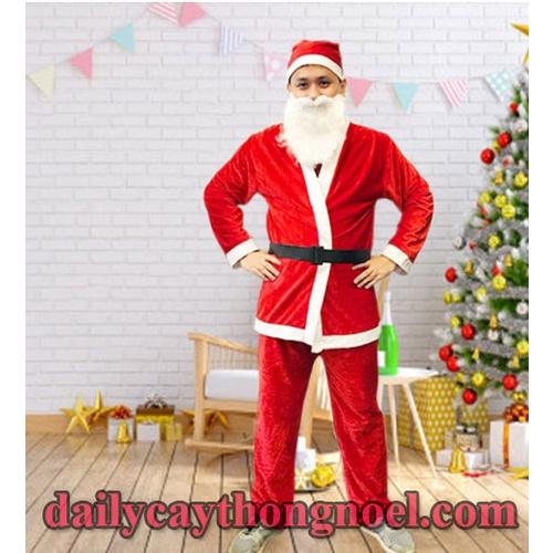 Bộ quần áo ông già Noel người lớn bằng nhung Cao cấp - Đủ size