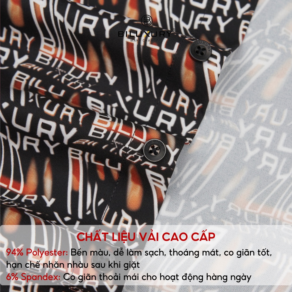 Áo sơ mi nam dài tay Biluxury họa tiết phom Casual thoải mái thiết kế phá cách đẳng cấp 6SMDH008DEN