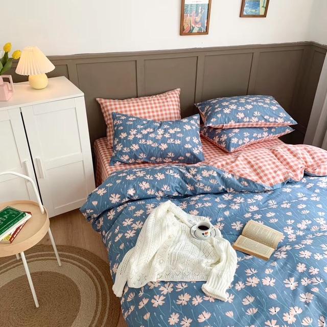 Set Cotton living Hàng Nhập Khẩu Cao Cấp 100%cotton 4 Món Hoa Xẻ Quạt