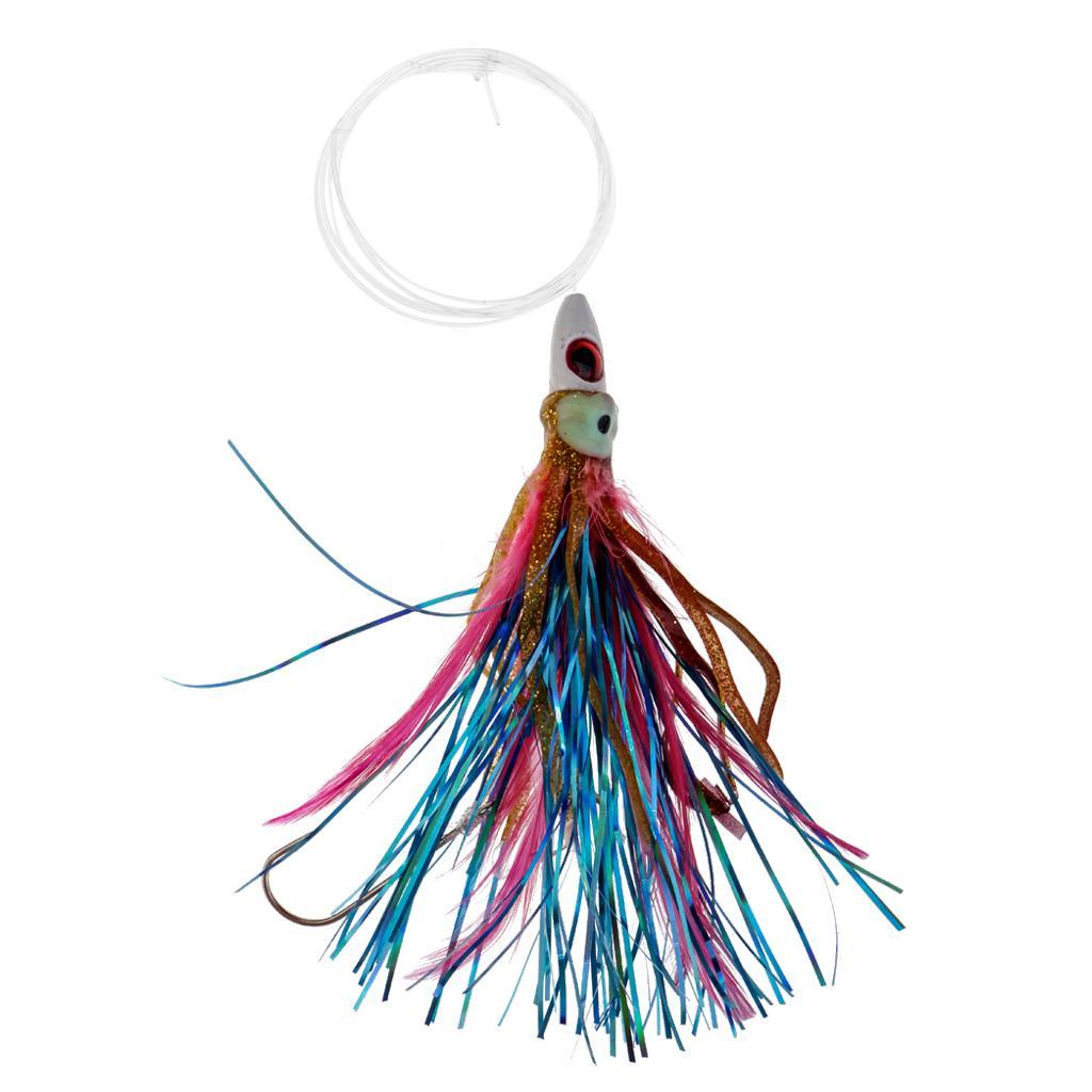 2 Pieces Bionic Jigs Head Lure 14cm Fishing Spoon Squid Skirt Soft Lure Tuna