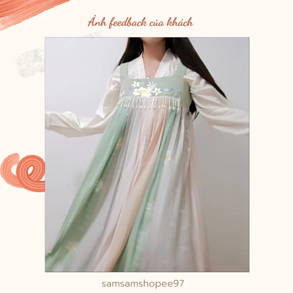 Hán phục cổ trang phối nơ cao cấp (Kèm ảnh thật