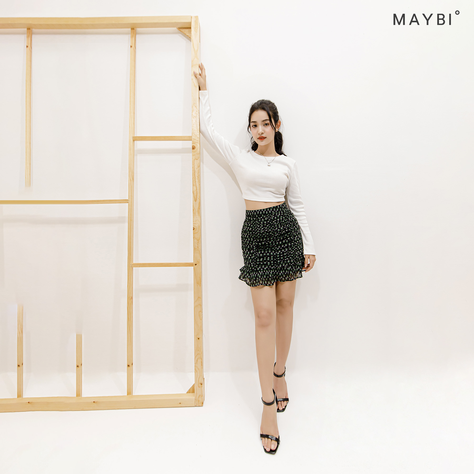 MAYBI - Chân váy rút nhún phối bèo