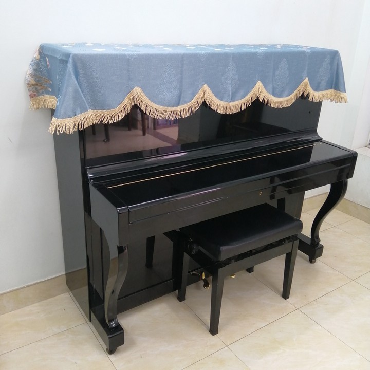 PHỦ ĐÀN PIANO CƠ MÀU XANH HOA ĐÀO HỒNG