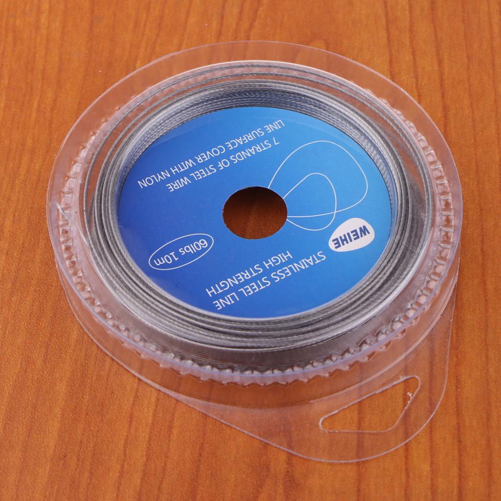 2pcs Fishing Wire Leader Gear Nylon Coated Stainless Steel 10m/32feet Length
