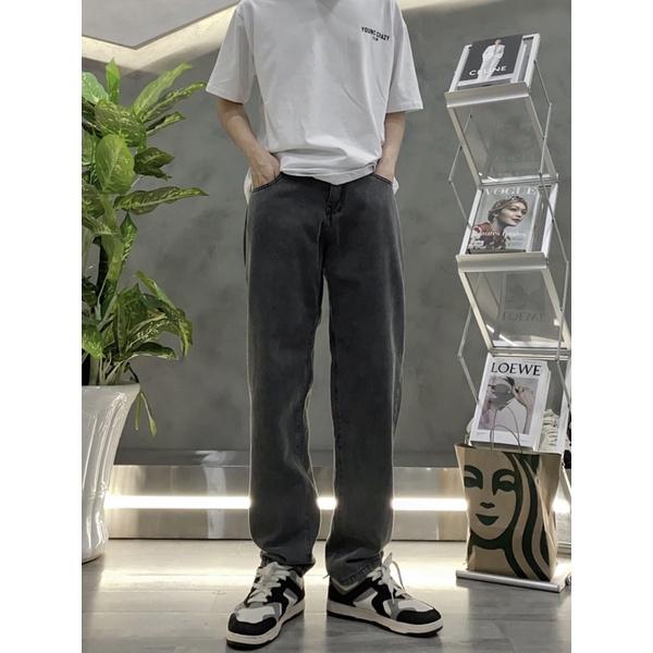 Quần jeans ống đứng jeans nam nữ 3 màu trơn