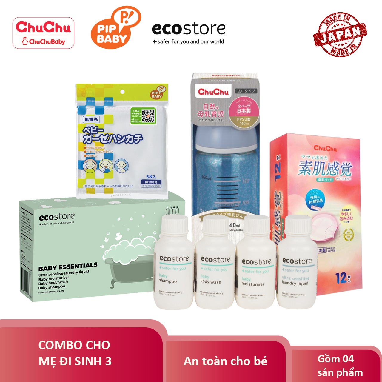 Combo cho mẹ đi sinh số 3 Chuchu Baby, Pip Baby, Ecostore chính hãng