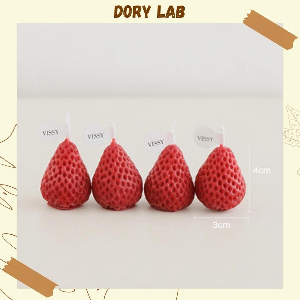 Nến Thơm Dâu Tây Handmade Không Khói, Phụ Kiện Decor - Dory Lab