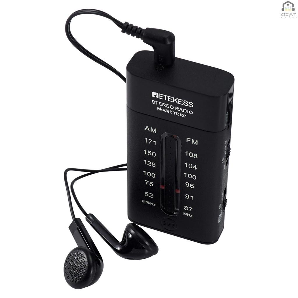 Máy nghe đài FM AM Retekess TR107 kèm tai nghe tiện dụng