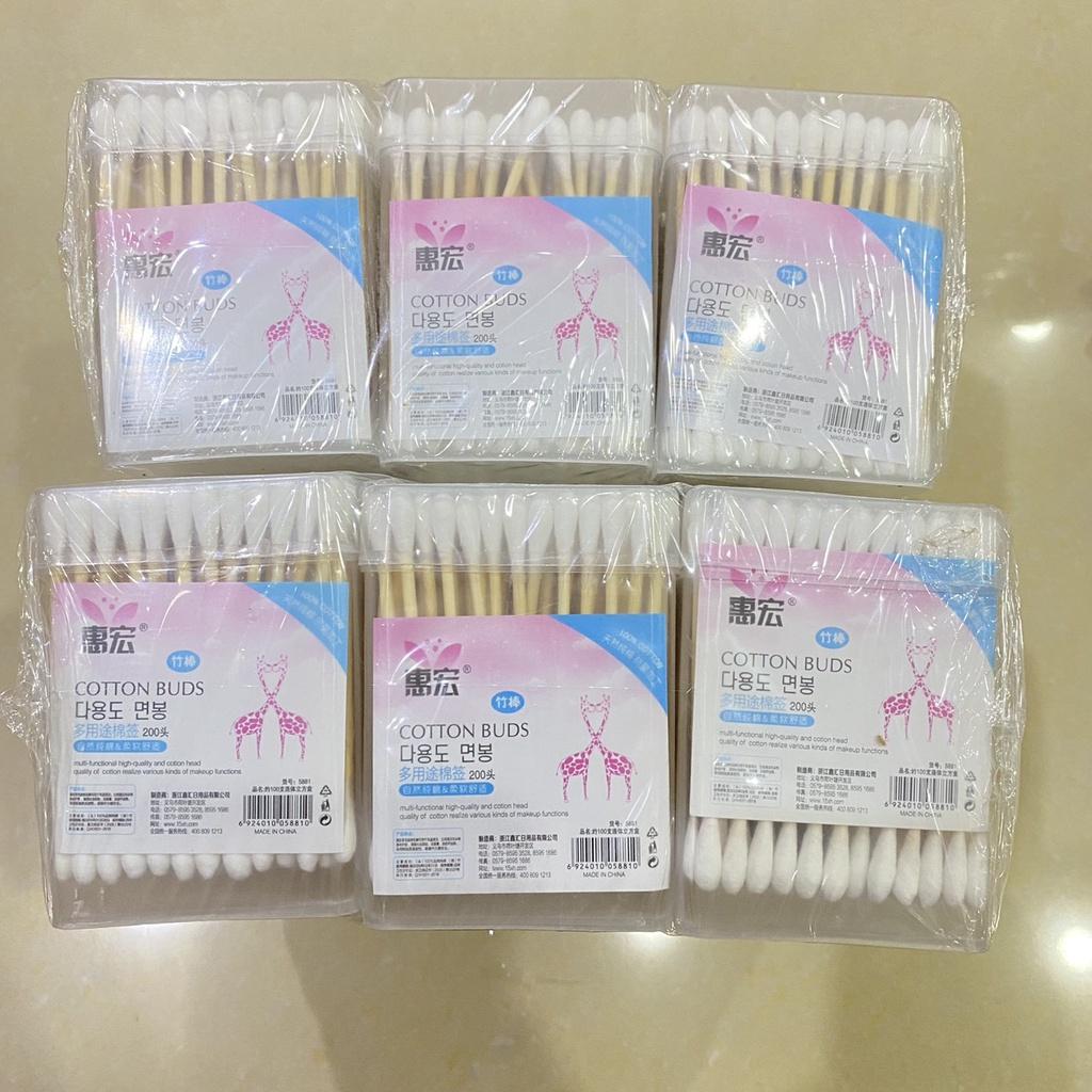 Hộp tăm bông 100 que thân gỗ - K17