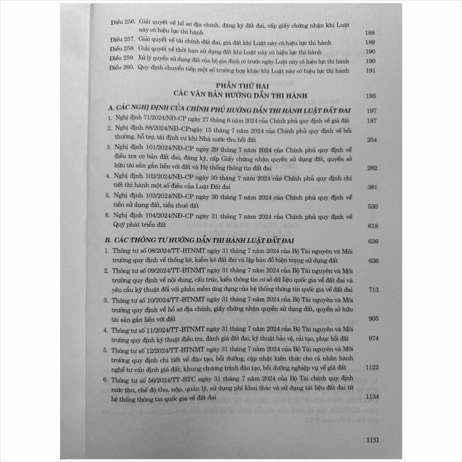 Sách Luật Đất Đai sửa đổi, bổ sung năm 2024 và Các Văn Bản Hướng Dẫn Thi Hành - V2479TP