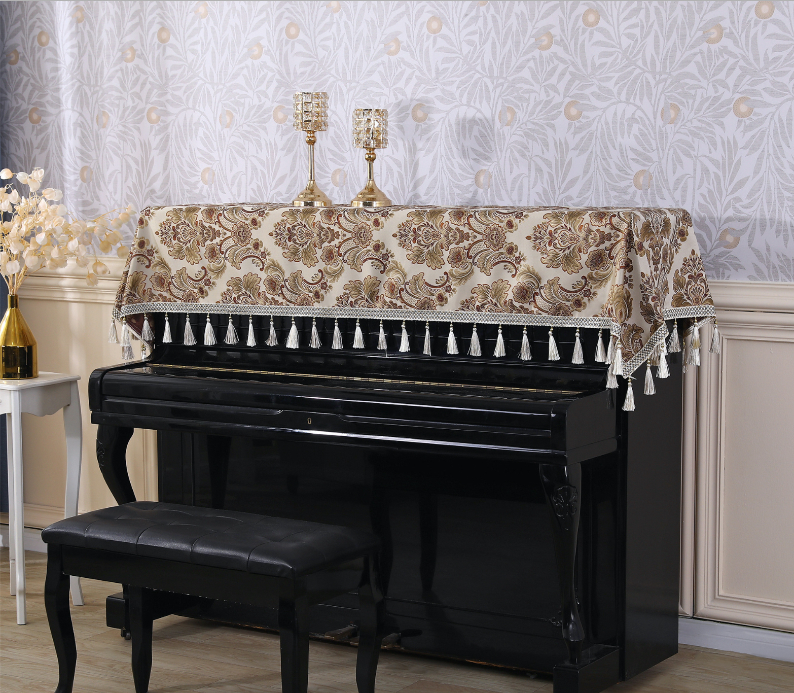 Khăn phủ đàn piano cơ đàn piano điện tử 88 phím phong cách Châu Âu cổ điển sang trọng chống bụi chống xước - Hàng chính hãng