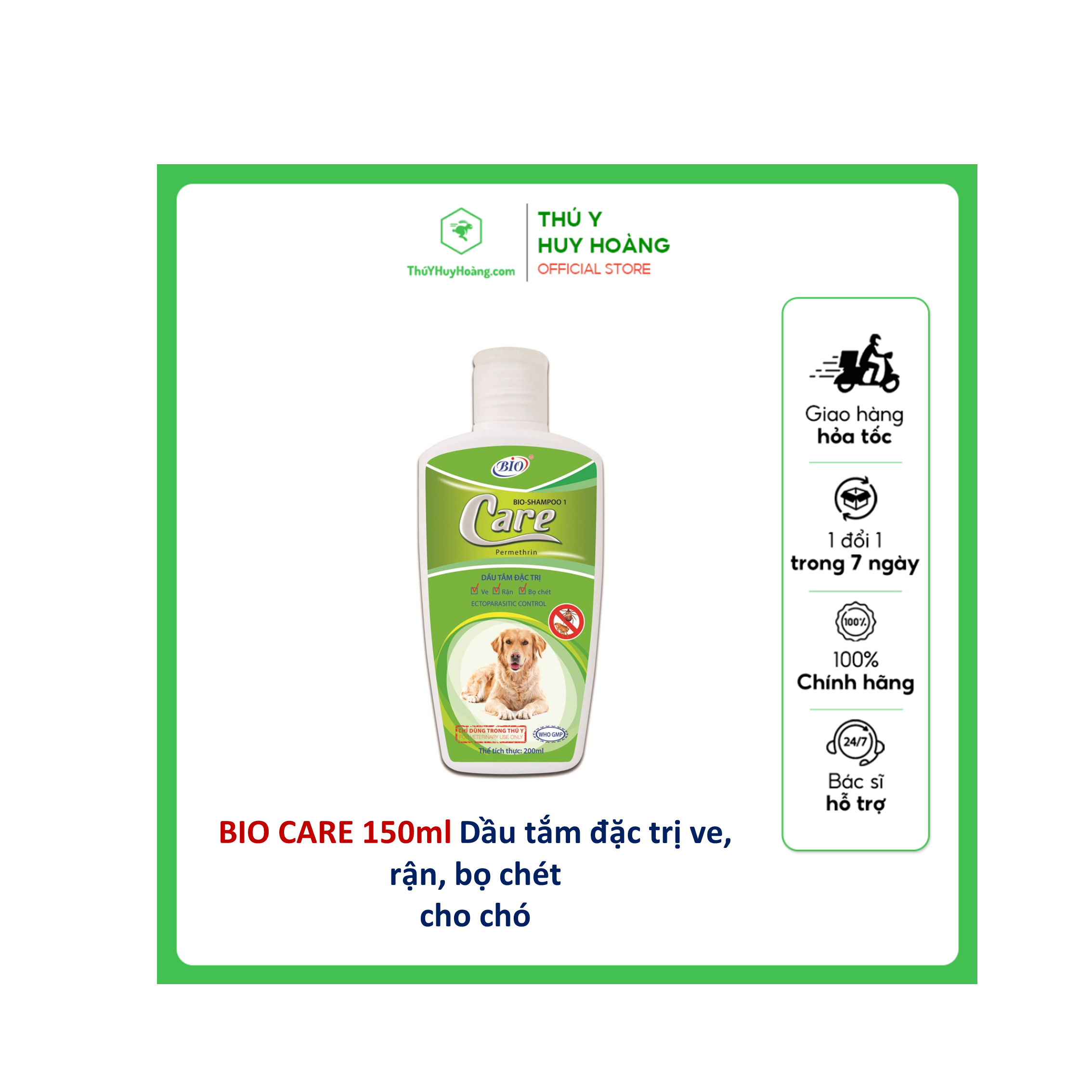 BIO CARE 150ml Dầu tắm đặc trị ve, rận, bọ chét dành cho cún