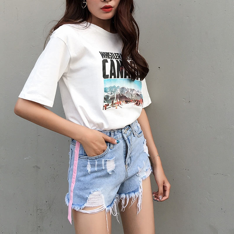 Quần Jeans 2 Sọc Màu Trên Ống Quần Bụi Nữ