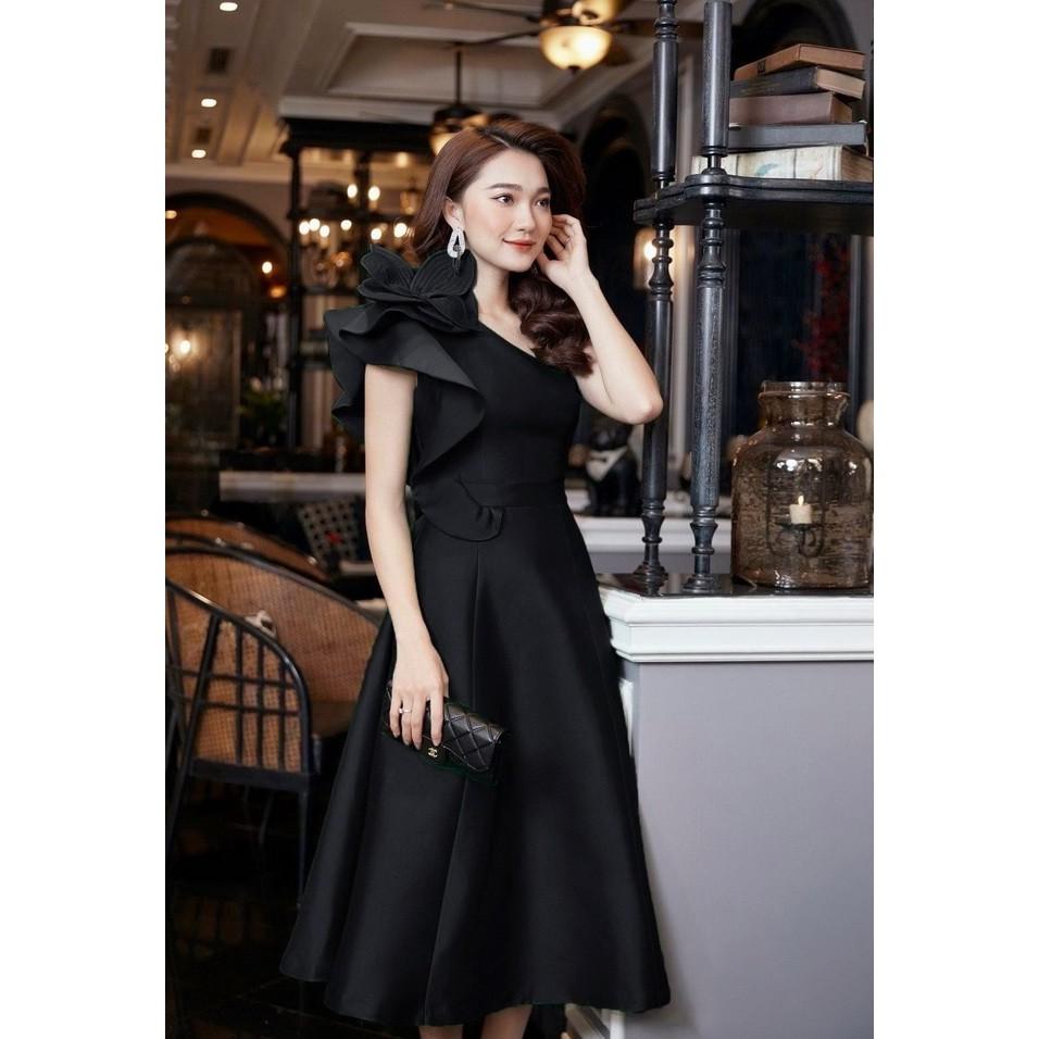 Đầm xòe thiết kế xeo vai đính nơ bèo đi tiệc | đám cưới sang trọng *2463