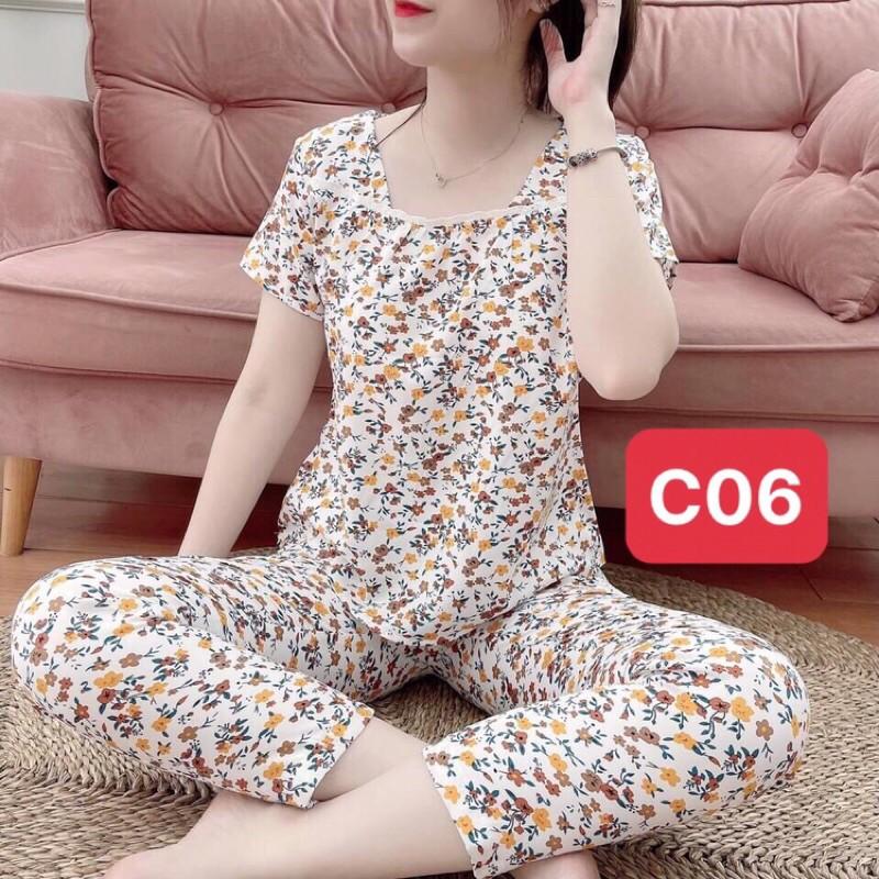 Bộ mặc nhà chất lụa hàn mềm mịn, thấm hút mồ hôi, không nhăn, đủ size