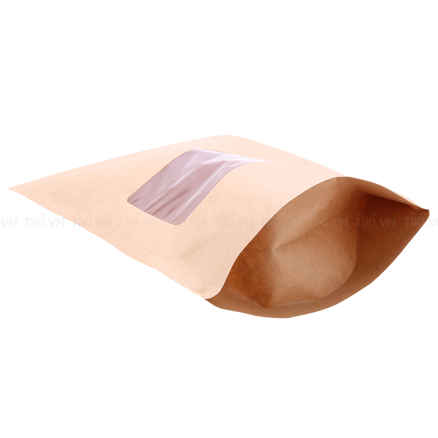 Túi giấy Kraft nâu zipper có cửa sổ 20x28cm