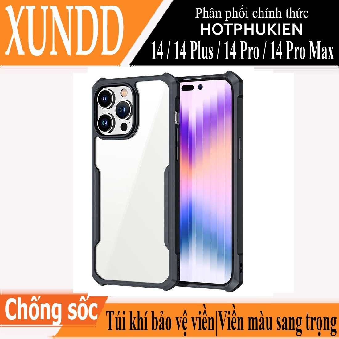 Ốp lưng chống sốc cho iPhone 14 / 14 Plus / 14 Pro / 14 Pro Max hiệu Xundd Fitted Armor Case trang bị túi khí bảo vệ góc, gờ bảo vệ camera - Hàng nhập khẩu